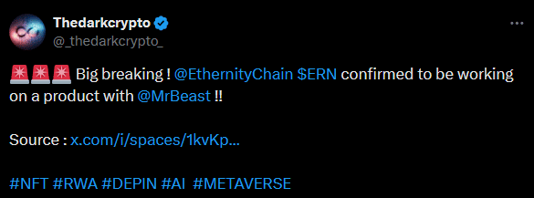 链上调查 MrBeast:「全球第一网红」如何靠推广代币谋利 2 千万美元? 链上调查 MrBeast:「全球第一网红」如何靠推广代币谋利 2 千万美元?