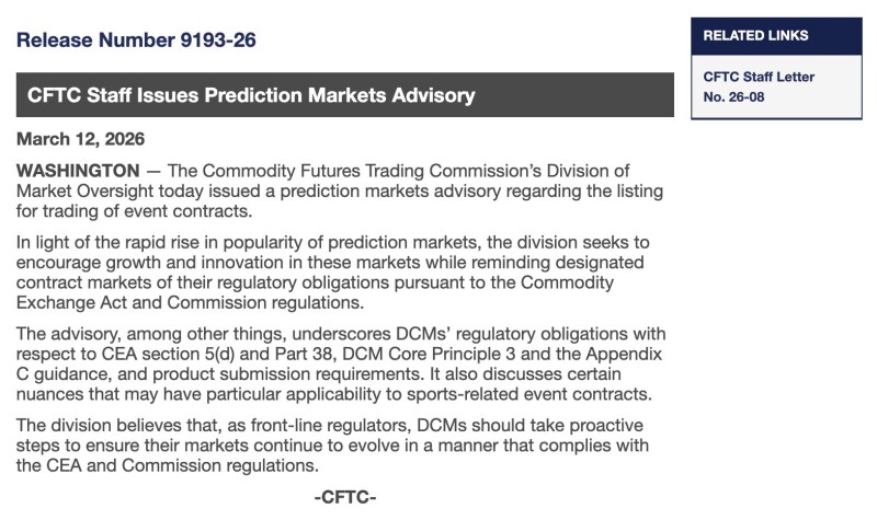 美国正式纳管预测市场!CFTC 主席:缺乏规范的时代告终 美国正式纳管预测市场!CFTC 主席:缺乏规范的时代告终