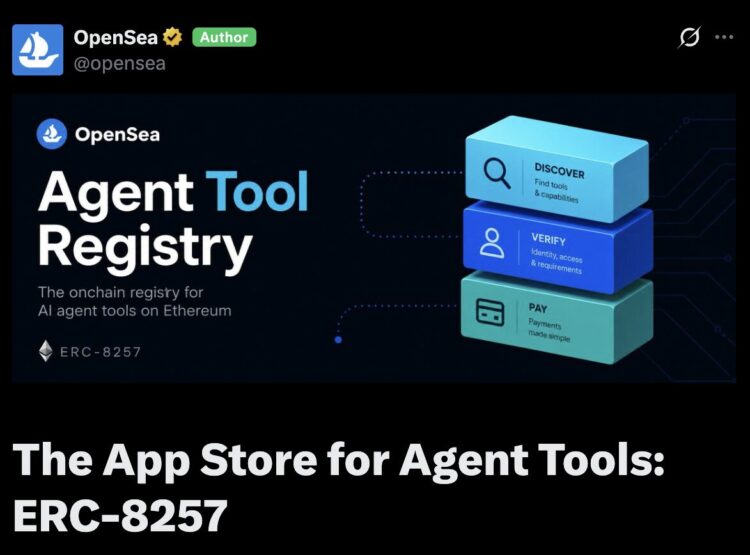 OpenSea 推 ERC-8257:打造 AI Agent 专属「App Store」,链上工具市场成形 OpenSea 推 ERC-8257:打造 AI Agent 专属「App Store」,链上工具市场成形