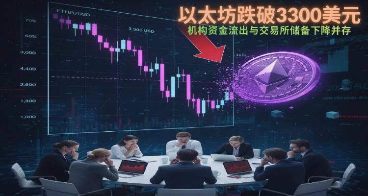 以太坊跌破3300美元:机构资金流出与交易所储备下降并存