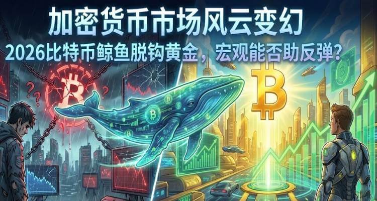 加密货币市场风云变幻:2026比特币鲸鱼脱钩黄金,宏观能否助反弹?