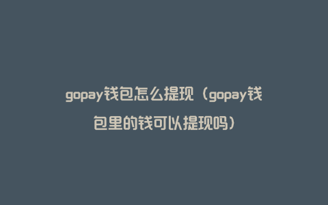 Gopay支付钱包怎么提现?零基础Gopay钱包提现步骤教程 Gopay支付钱包怎么提现?零基础Gopay钱包提现步骤教程